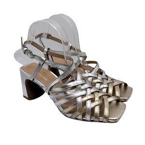 Seychelles Silver & Gold Metallic Strappy Ankle Strap Heels Size 7 New with tags
